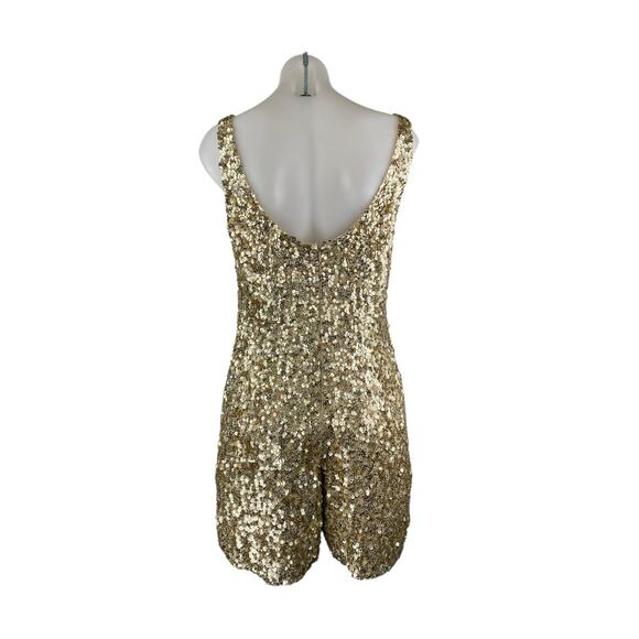 French Connection Gold Sequin Embellished Sleeveless Zip Tank Jumpsuit Romper XS - Picture 3 of 5